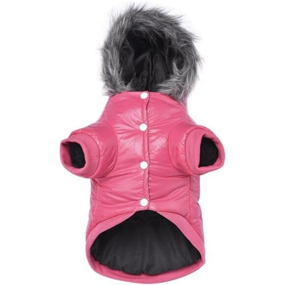 Dog Coat for Small Dogs, Windproof Doggie Puffer Jacket with Leash Hole - Picture 7 of 7